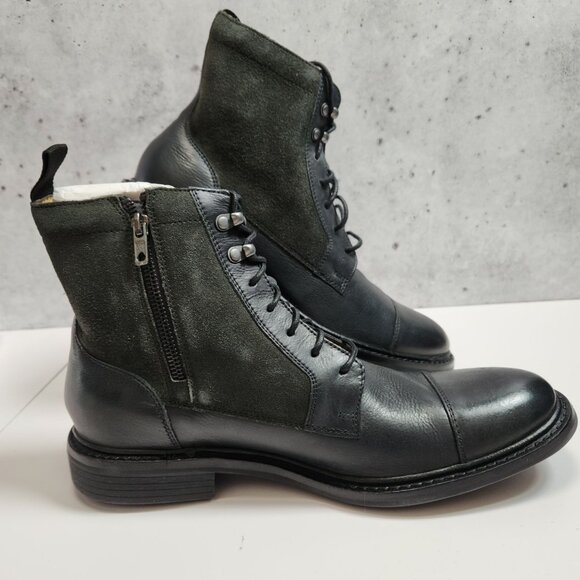 Cole Haan Marshall Mens Lace-Up Boots Black/Ash Gray Size 8.5M Leather/Suede - Picture 1 of 16